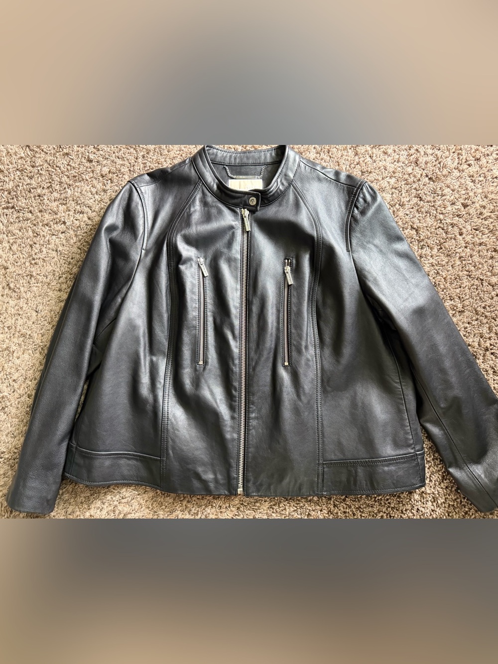 Michael Kors 100% Real Lamb Leather Moto Jacket - Black - Size 3X (Plus Size)